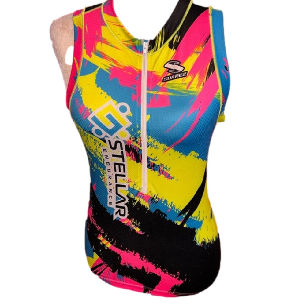 Suarez Cycling Shirt Zip Front Sleeveless Racerback L